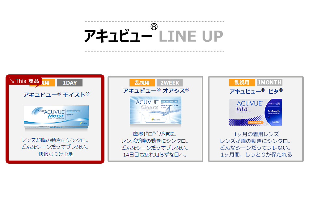 【ワンデー/乱視用】 アキュビュー モイスト 透明 (1箱90枚)
