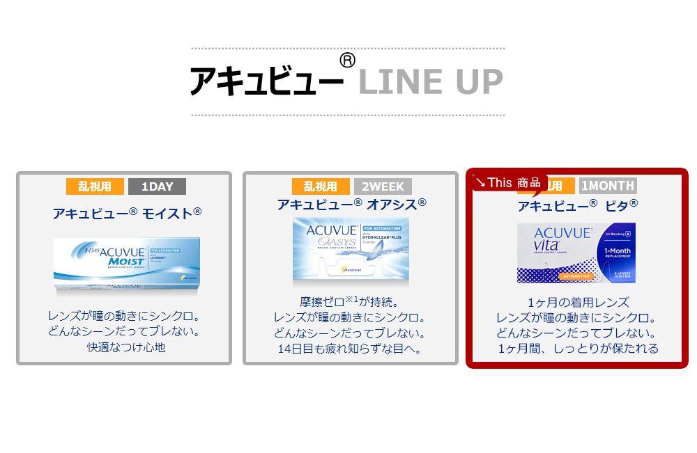 【1ヶ月/乱視用】 アキュビュー ビタ シリコン 透明 (1箱6枚)
